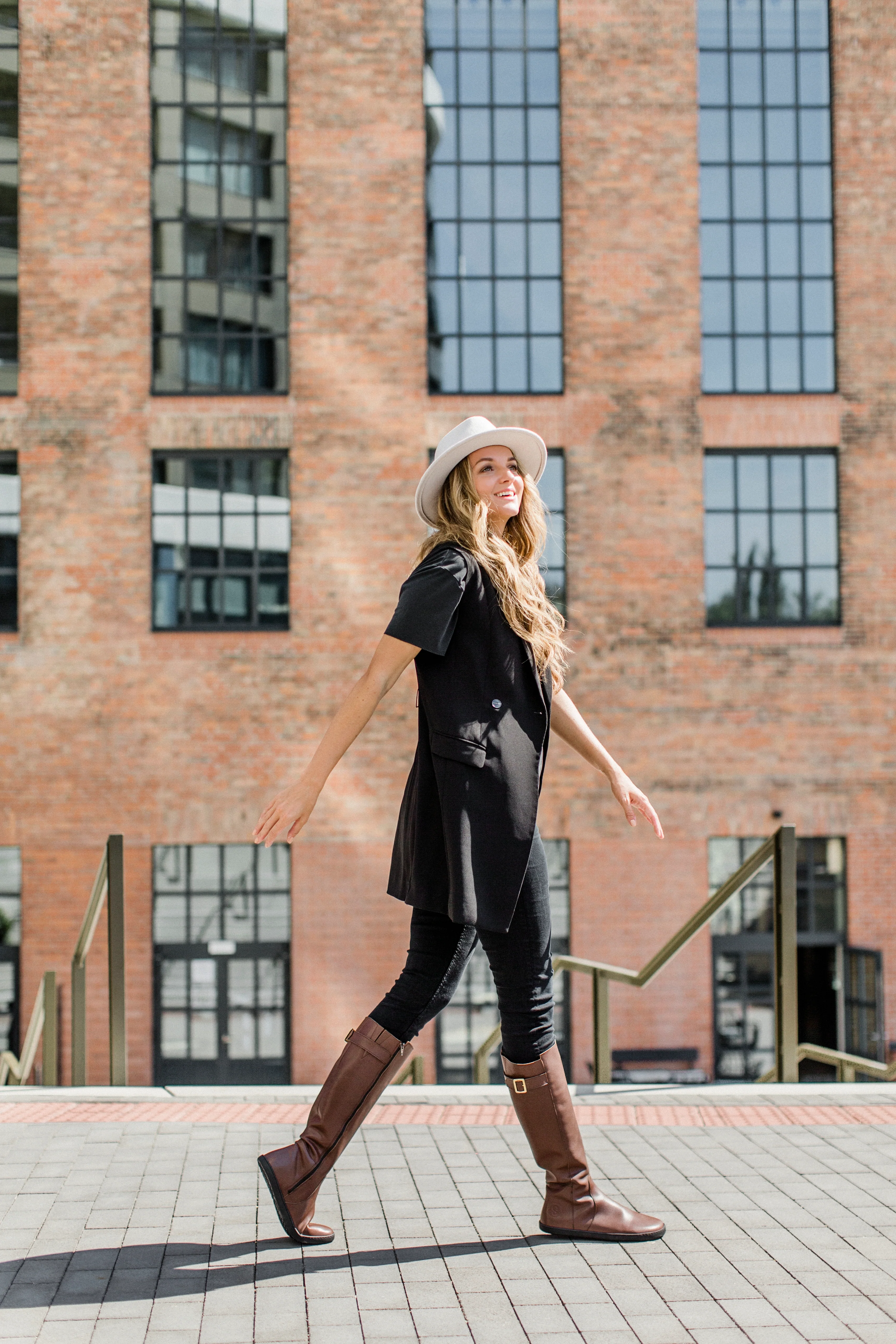 Shapen Glam Knee-High Barefoot Boots - Brown Leather - Image 5