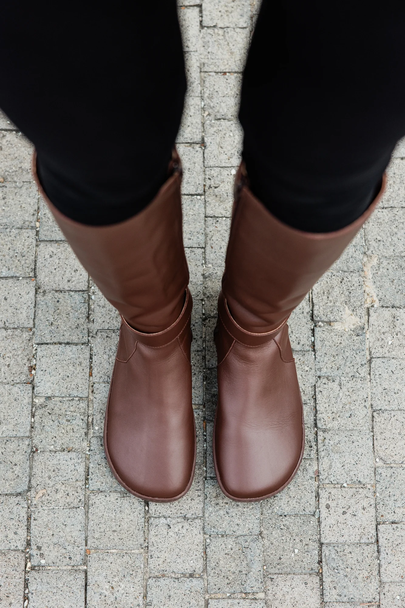 Shapen Glam Knee-High Barefoot Boots - Brown Leather - Image 7